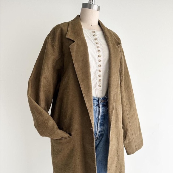 Adolfo Olive Green Linen Blazer - Picture 5 of 8